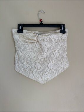 Cream Lace Strapless Top